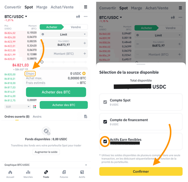 Binance permet d'utiliser les actifs déposés sur des produits flexibles Simple Earn pour financer des ordres Spot