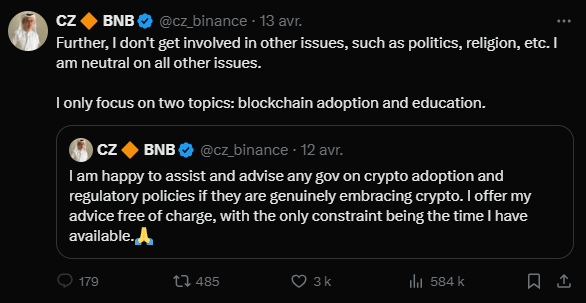 Le 11 avril dernier, le Wall Street Journal a affirmé que le fondateur de Binance, Changpeng Zhao (CZ), aurait accepté de coopérer avec les autorités américaines, notamment en fournissant des éléments compromettants contre Justin Sun, créateur de Tron mais le fondateur de Binance s'en défend avec véhémence.