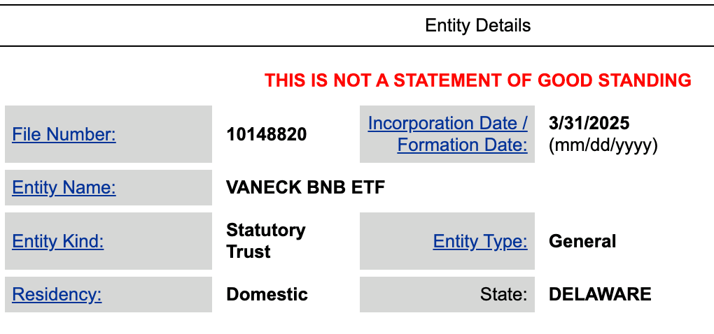 VanEck dépose une demande pour un ETF BNB