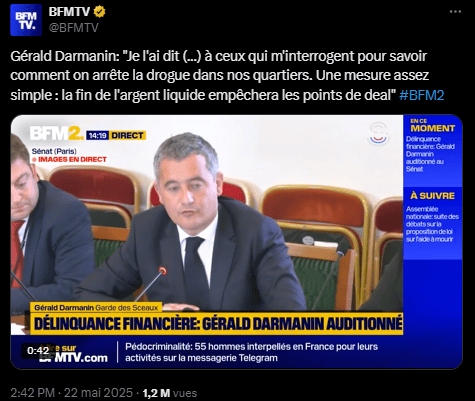 Devant les sénateurs, le ministre de l’Intérieur, Gérald Darmanin, a proposé une mesure radicale pour couper les ailes au narcotrafic : abolir l’argent liquide. Cela a déclenché de vives polémiques sur les réseaux sociaux et dans les médias et l'ombre de Bitcoin a plané sur les débats.