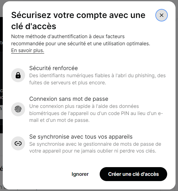 Le 2FA est essentiel pour la sécurité du compte.