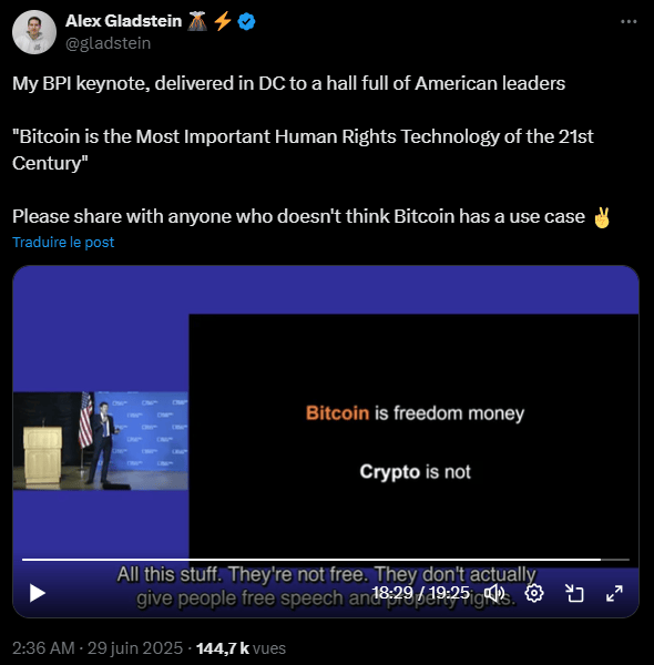 Lors du récent Bitcoin Policy Summit à Washington D.C., Alex Gladstein, directeur de la stratégie de la Human Rights Foundation, a souligné comment Bitcoin peut être une arme contre les régimes autoritaires sur tous les continents.