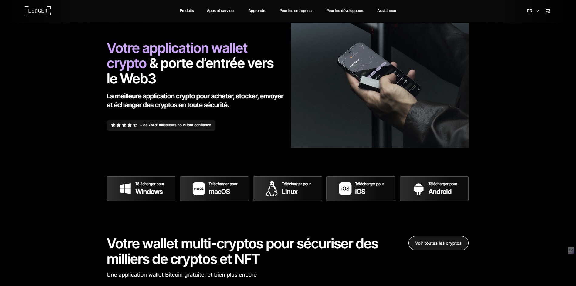 Page officielle pour télécharger l'application Ledger Live