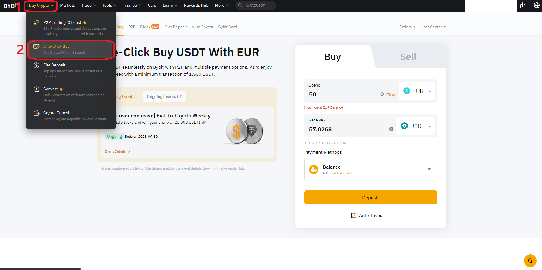 Utilisation de MoonPay via Bybit