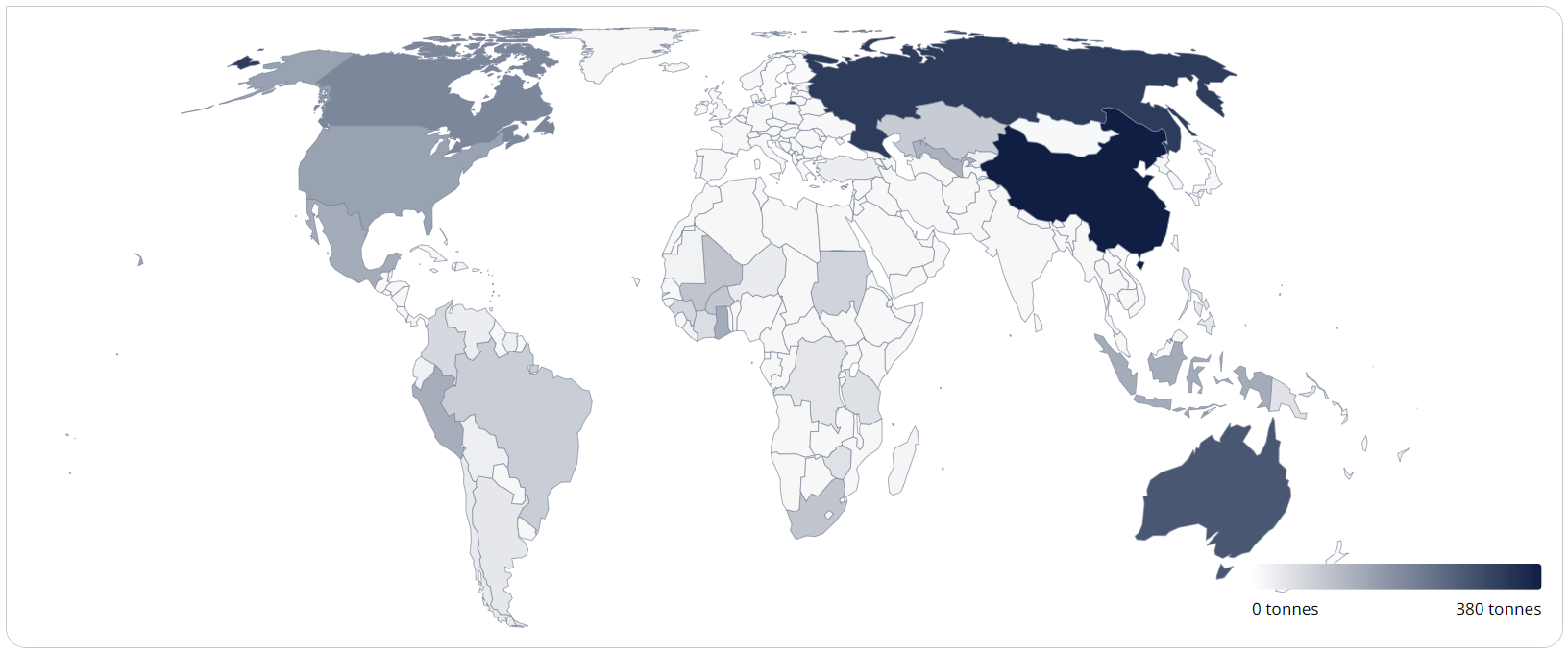 Carte géographique du monde sur l'extraction minière en 2021 - Global World Council