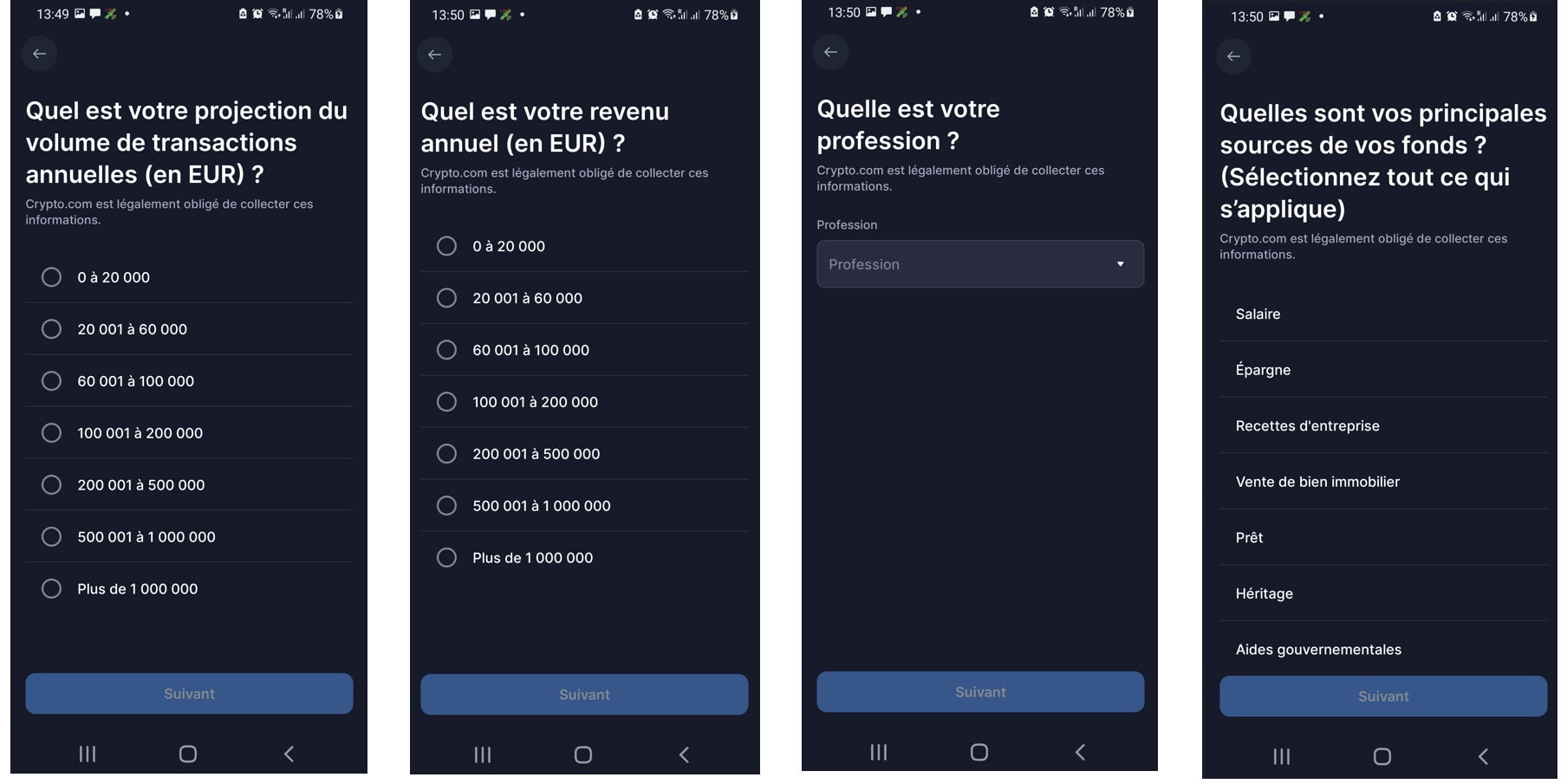 Questionnaire Crypto.com - partie 1