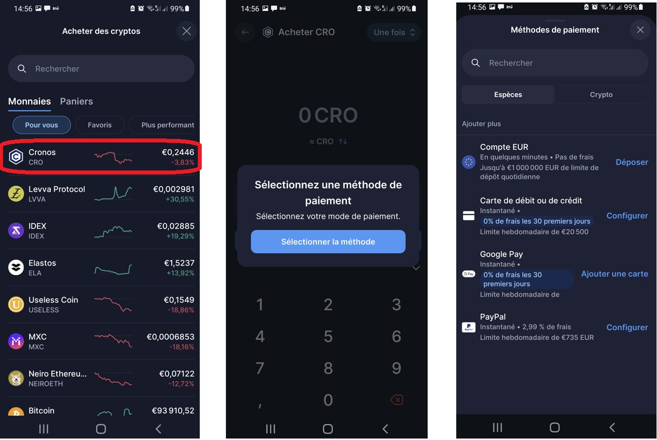Acheter des CRO sur Crypto.com