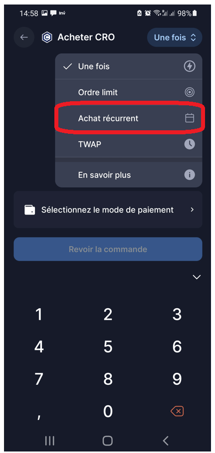 Mise en place d'un DCA sur Crypto.com
