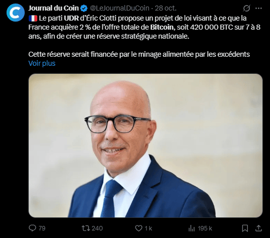 Une motion parlementaire (Drucksache 21/2301) déposée au Deutscher Bundestag par des parlementaires de l'AfD (Alternative für Deutschland) révèle une volonté politique de reconnaître le Bitcoin (BTC) comme un actif numérique stratégique nécessitant une approche distincte de la part des autorités allemandes. Le texte insiste sur la nature fondamentalement différente et décentralisée du Bitcoin par rapport aux autres « crypto-assets » et met en garde contre les conséquences d'une surréglementation. Les auteurs estiment qu'une approche de « retenue » fiscale et réglementaire est indispensable pour préserver la souveraineté numérique, l'innovation et la liberté financière en Allemagne. Ils critiquent le gouvernement fédéral pour son manque de vision stratégique concernant le Bitcoin, notamment comme outil d'intégration énergétique et de réserve monétaire. 