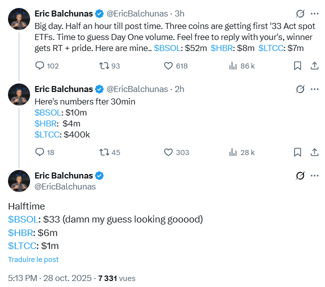 Les premiers ETF sur Solana, Litecoin et Hedera ont démarré leur cotation en bourse.