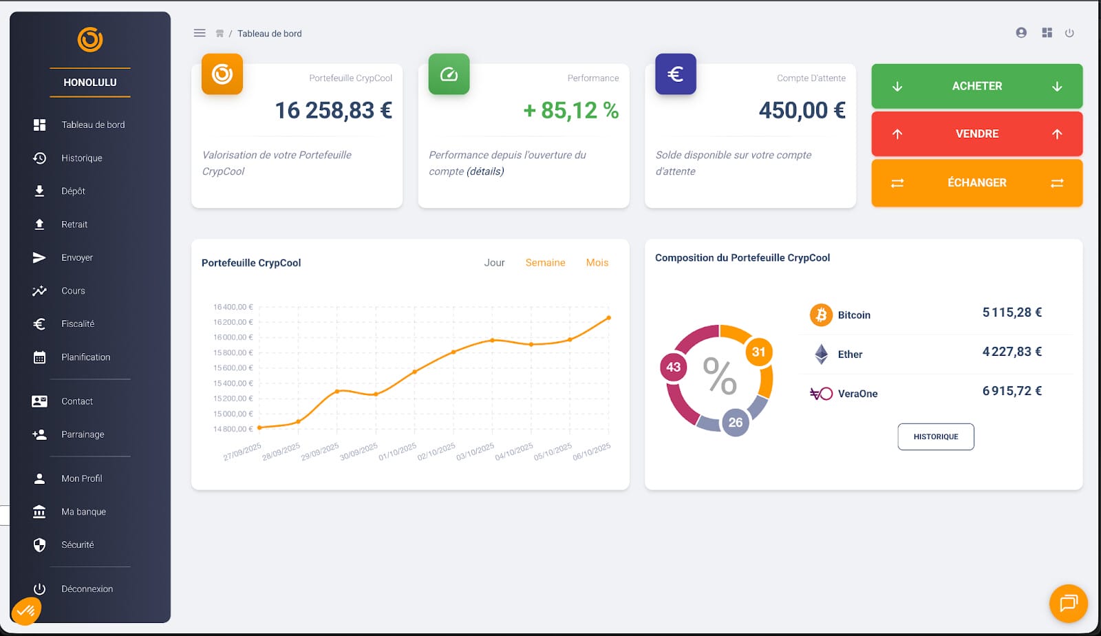 l'interface Crypcool est simple et efficace