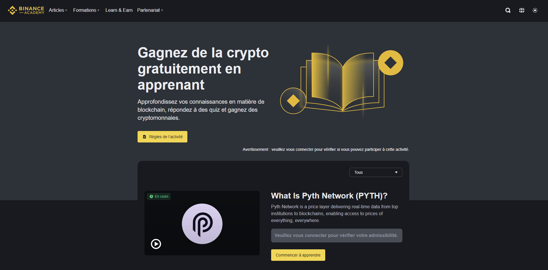 La Binance Academy propose de nombreux cours intéressants