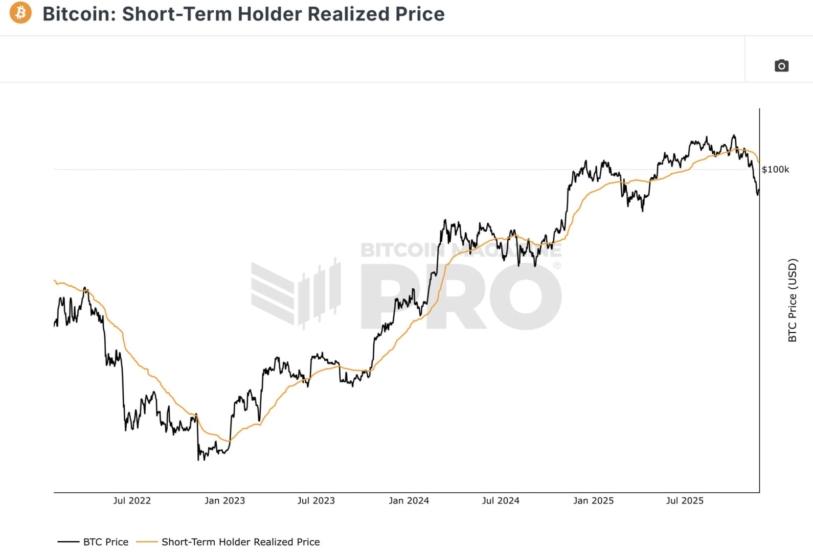 A loss in the average purchase price of short-term holders caused a sharp decline. 