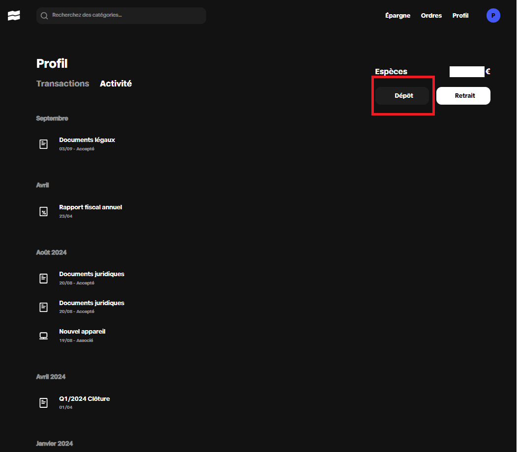 Le dépôt est très simple sur Trade Republic