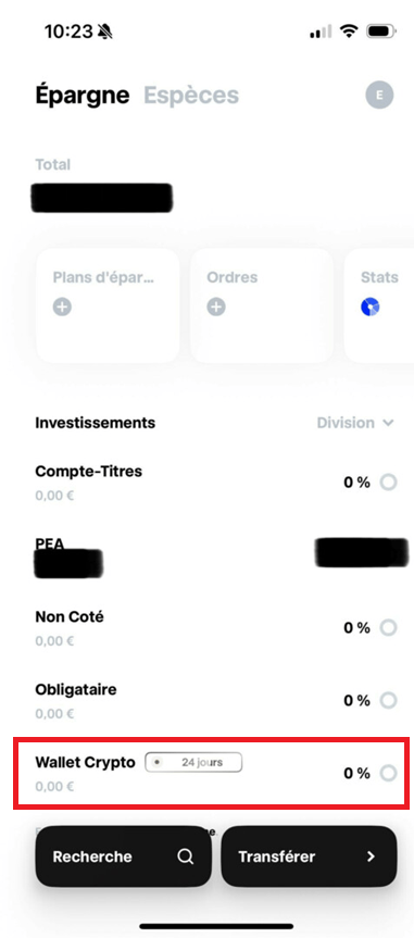 Wallet Crypto disponible sur l'appli mobile Trade Republic