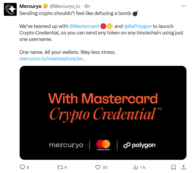 Mastercard, Polygon et Mercuryo s’associent pour simplifier les transactions en cryptomonnaies avec Crypto Credential.