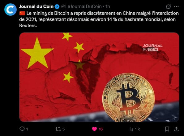 Dans une inversion de tendance significative et inattendue, le minage de Bitcoin en Chine est en pleine résurgence, défiant l'interdiction stricte imposée par Pékin en 2021. Alors que le mining national avait été contraint à l'exode, sa part dans le hashrate mondial – la puissance de calcul dédiée à la sécurisation du réseau Bitcoin – est repartie à la hausse, indiquant une activité souterraine et manifestement en croissance. Cette situation complexe, rapportée par Reuters, soulève des questions sur l'efficacité des régulations et la stratégie à long terme du gouvernement chinois face à cet actif numérique.