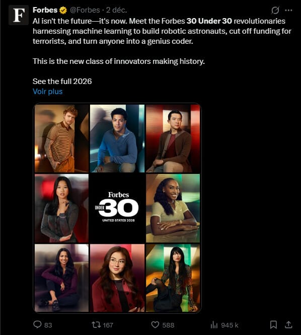 Depuis 2011, le magazine Forbes publie annuellement son classement « 30 Under 30 », qui met en lumière 600 jeunes entrepreneurs, leaders et innovateurs de moins de 30 ans. Parmi les catégories variées comme le sport, la musique, l’énergie ou encore le capital-risque, la catégorie « Finance » est celle qui nous intéresse aujourd’hui. On y retrouve en effet de nombreux acteurs de notre écosystème, qu’il s’agisse de traders, de fondateurs de protocoles DeFi ou encore de créateurs de memecoins. C'est parti pour découvrir certaines des stars de la crypto de demain. 