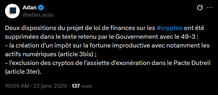 Face à l'absence de majorité absolue et à l'enlisement des débats à l'Assemblée nationale, le Premier ministre Sébastien Lecornu a déclenché l'article 49.3 pour faire adopter le Projet de Loi de Finances (PLF) pour 2026. Ce budget, qualifié de « fruit d’un compromis » par l'exécutif, tente de concilier une relative rigueur budgétaire avec des concessions politiques ciblées, tout en épargnant stratégiquement certains secteurs comme celui de la crypto. L'enjeu est de taille : ramener un déficit public attendu à 5 % du PIB en 2026, contre 5,4 % en 2025, sans étouffer la consommation des ménages ni brider l'investissement des entreprises. On est pas loin de la mission impossible. 