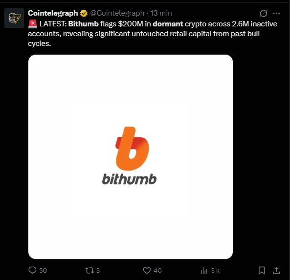 L'échange sud-coréen Bithumb a récemment rendu publics des chiffres significatifs concernant les actifs inactifs conservés sur sa plateforme. Cette transparence offre un aperçu rare de la masse de capitaux retail qui demeure immobile sur les bourses centralisées, souvent depuis les premières vagues d'adoption de l'écosystème crypto. 
