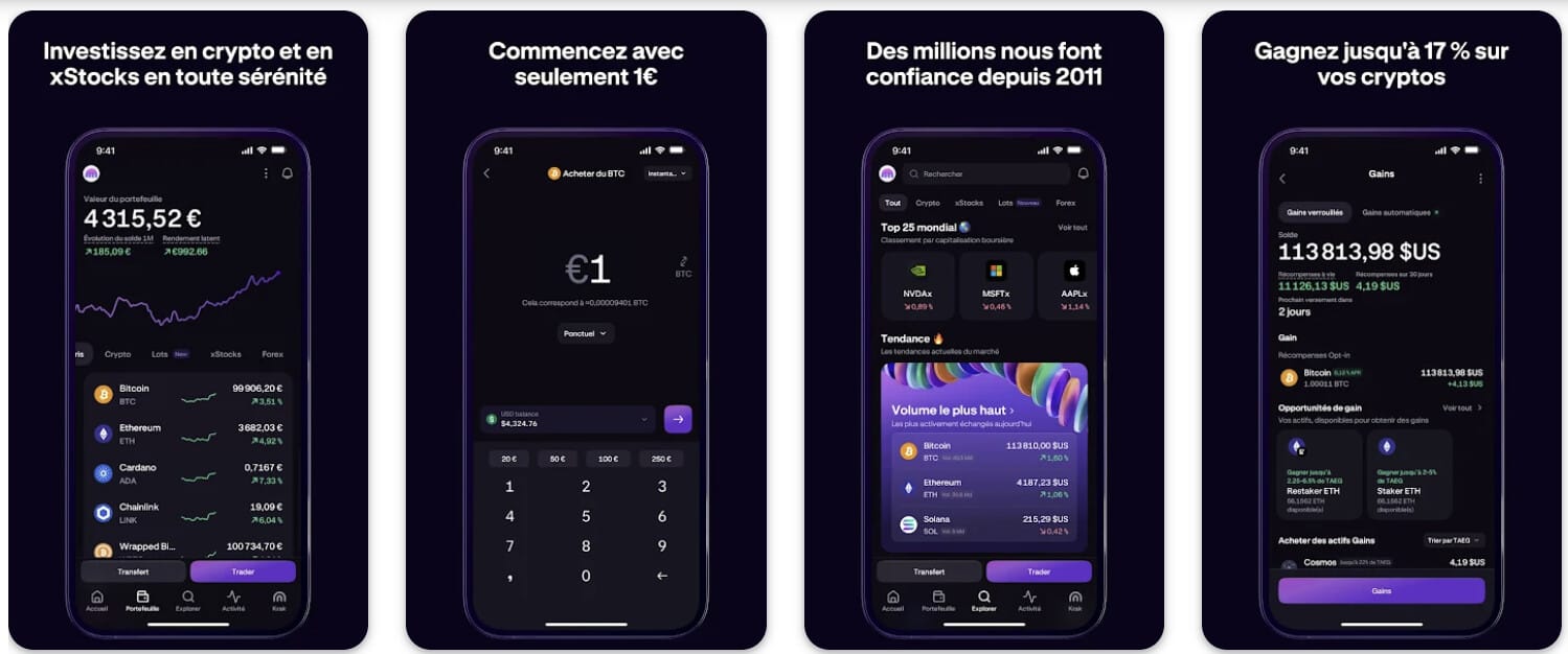 Kraken propose 2 application mobiles pensées pour les débutants comme pour les pros