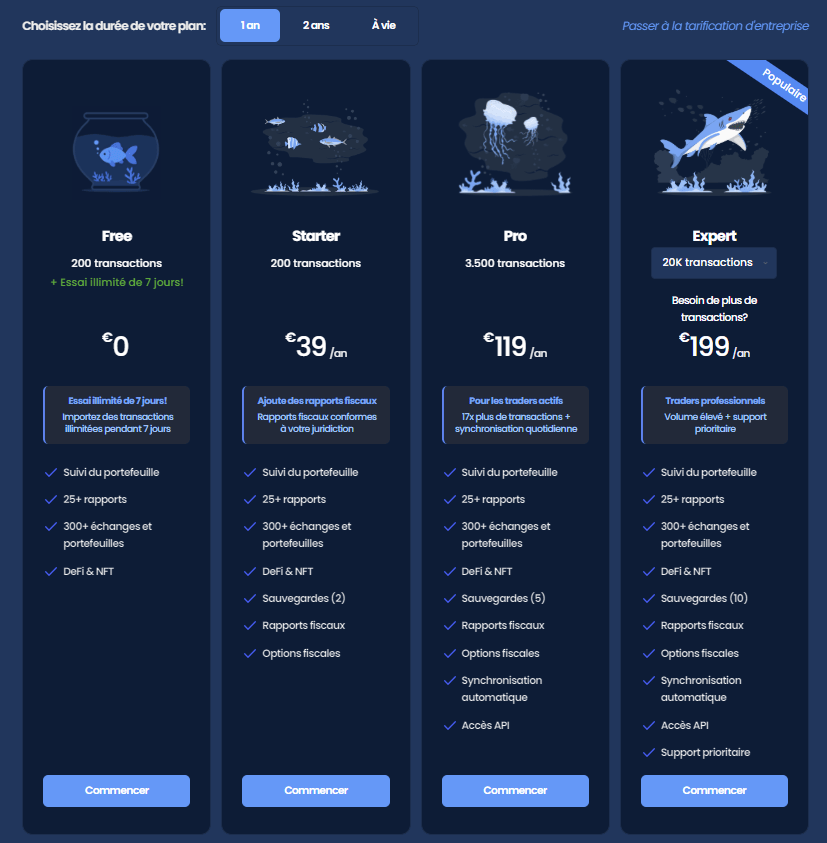 Formules proposées par CoinTraking