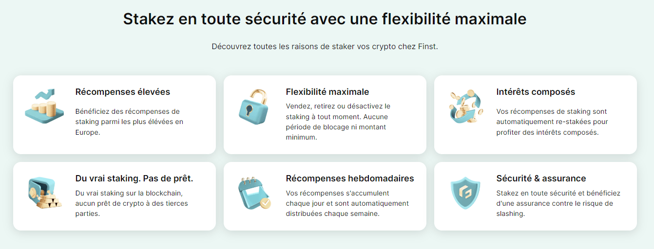 Finst propose de nombreux avantage pour staker.