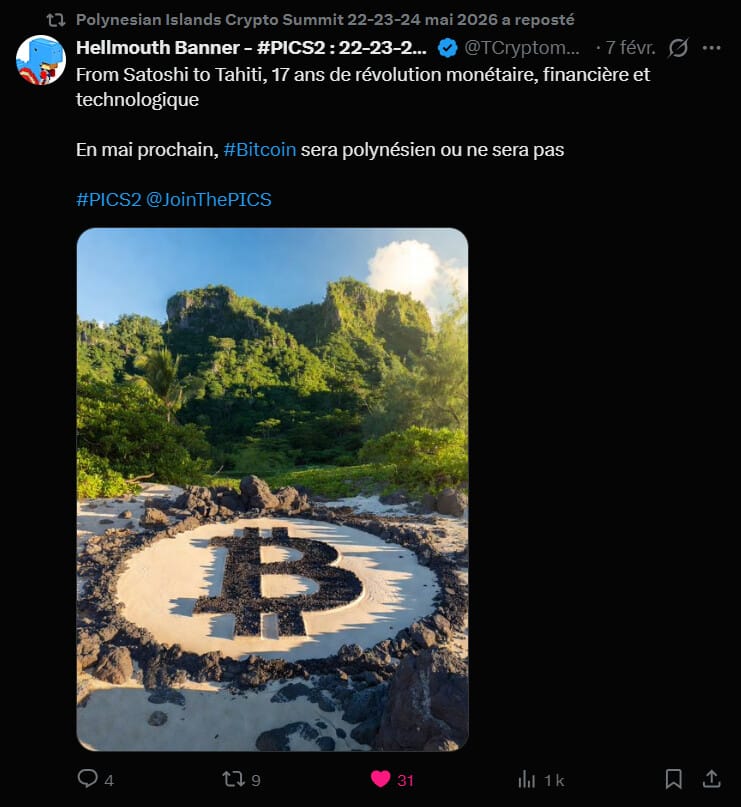 Alors que l'écosystème crypto européen semble parfois s'essouffler sous la pression réglementaire, un vent de liberté et d'innovation souffle depuis le Pacifique Sud. Du 22 au 24 mai 2026, Papeete accueillera la seconde édition du Polynesian Island Crypto Summit (PICS 2). Porté par Hellmouth Banner et les équipes de DinoVox, cet événement international transforme Tahiti en un laboratoire à ciel ouvert pour la finance décentralisée, attirant près de 5 000 participants attendus dans un cadre paradisiaque.