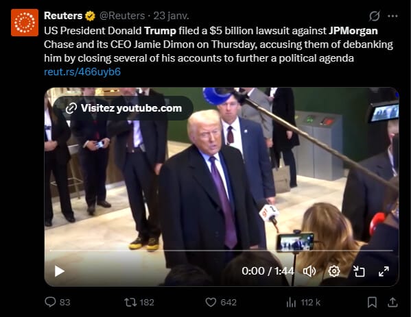 En janvier 2024, alors ancien président des États-Unis, Donald Trump a poursuivi JPMorgan Chase en justice pour avoir fermé ses comptes bancaires de façon « illégale » et « pour des raisons purement politiques ». Après des mois de procédure, le géant bancaire vient finalement de reconnaître avoir bien « débancarisé » Trump et sa famille.
