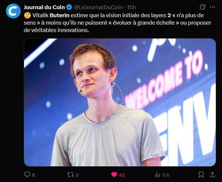 Le cofondateur d'Ethereum, Vitalik Buterin, a provoqué une onde de choc au sein de l'écosystème en déclarant, ce mardi 3 février 2026, que la vision originelle des réseaux de couche 2 (Layer-2 ou L2) ne faisait « plus sens » . Selon lui, Ethereum doit désormais s'engager sur une nouvelle voie, privilégiant le renforcement de sa couche principale (L1) face à des solutions de mise à l'échelle jugées trop lentes à se décentraliser.