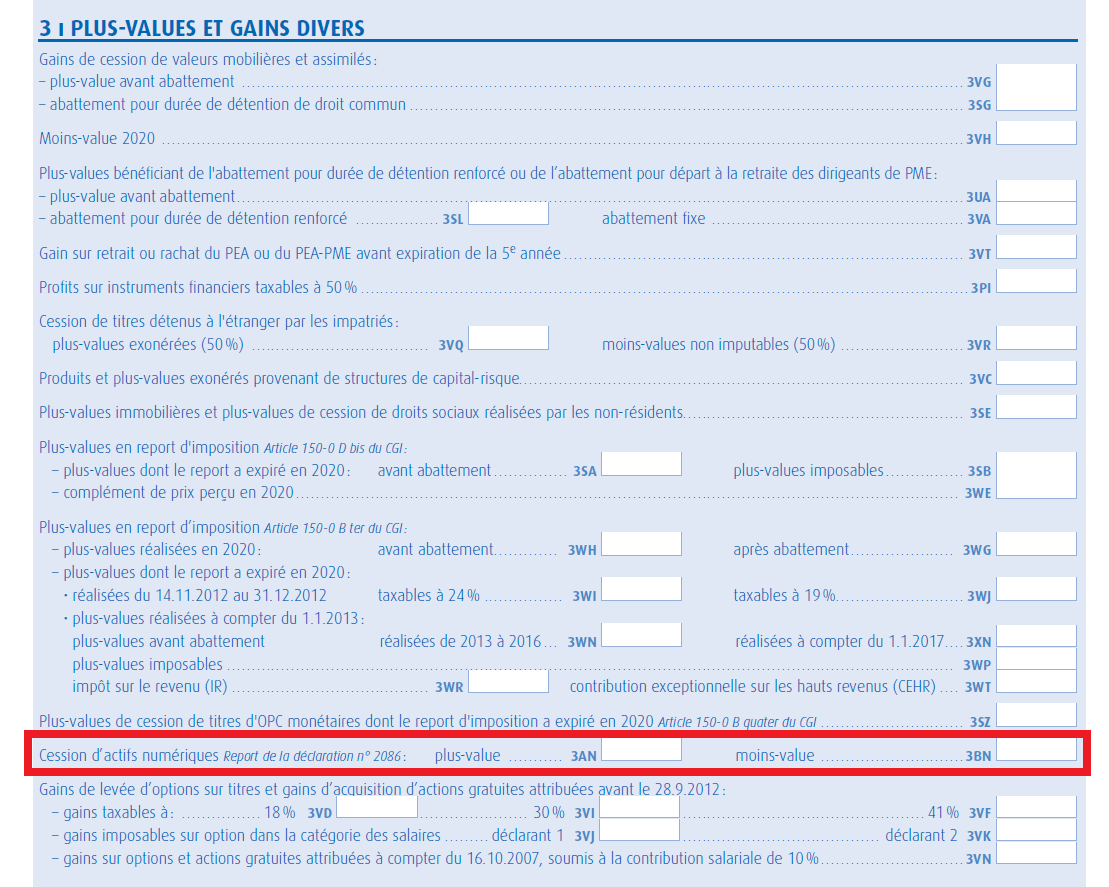 Page 2 du formulaire 2042c « Déclaration complémentaire de revenus »