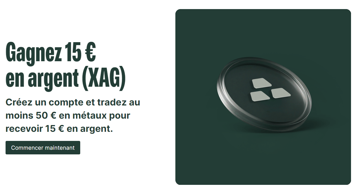 Bitpanda offre 15 euros en argent.