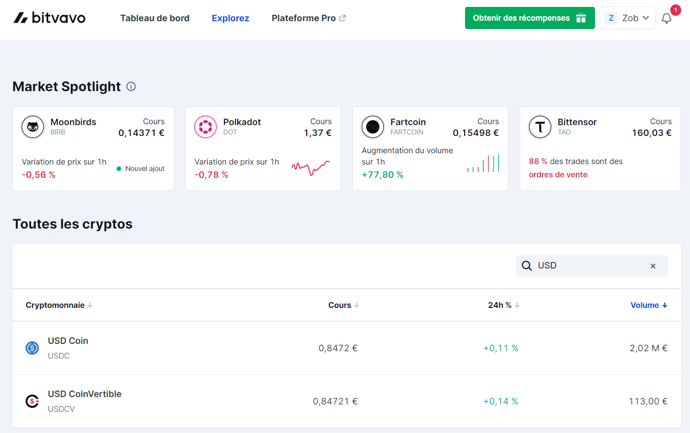Stablecoins en dollar proposés par Bitvavo