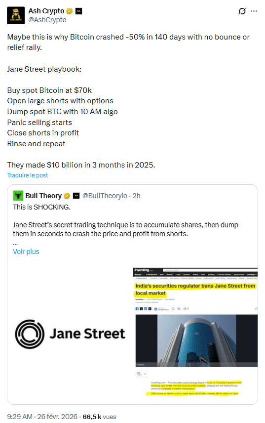 Les manipulations baissières de 10h du matin ont soudainement cessé depuis que Jane Street est poursuivie par Terraform Labs.