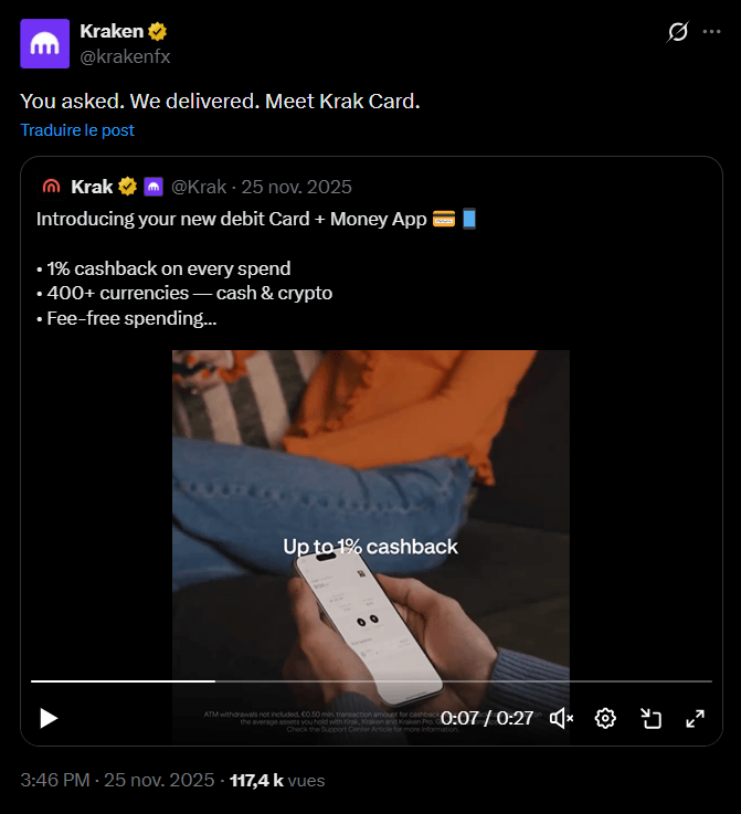 Depuis le début de l'année 2025, l'échange de cryptomonnaies Kraken, opéré par la holding Payward, a radicalement accéléré sa stratégie de croissance. L'entreprise ne se contente plus de son rôle historique de plateforme d'échange d'actifs numériques ; elle mène une offensive d'acquisitions ciblées pour transformer son infrastructure en un écosystème financier global et régulé.

L’objectif affiché par la direction, notamment sous l'impulsion du co-PDG Arjun Sethi, est de briser les silos entre la finance traditionnelle (TradFi) et l'univers crypto. En intégrant verticalement des services allant du courtage de contrats à terme à la tokenisation d'actions, Kraken bâtit une plateforme capable de séduire aussi bien les particuliers que les clients institutionnels, 24h/24 et 7j/7.