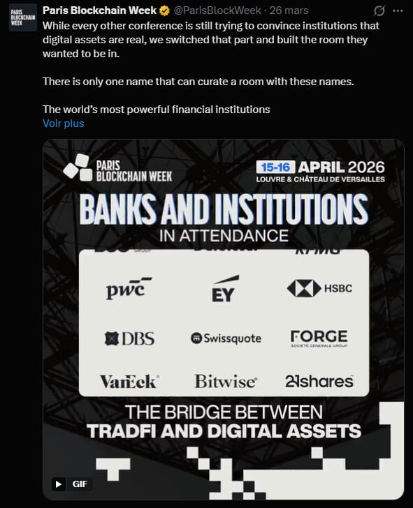 L'édition 2026 de la Paris Blockchain Week, qui se tient les 15 et 16 avril au Carrousel du Louvre, témoigne d'une mutation notable de l'infrastructure financière mondiale. Alors que les années précédentes privilégiaient l'innovation technologique brute, ce sommet se concentre désormais sur l'intégration des actifs numériques dans les bilans institutionnels. Avec 10 000 décideurs attendus, l'édition 2026 servira de plateforme de dialogue entre les régulateurs européens et les géants de la finance traditionnelle. Cette convergence reflète une maturité comparable aux marchés financiers établis, où la blockchain n'est plus une curiosité de laboratoire, mais un rail de règlement et de conservation pour les banques de premier plan.