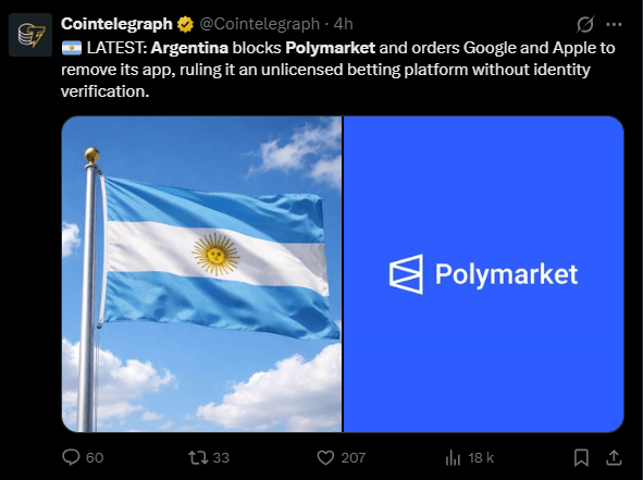 La justice de la ville de Buenos Aires a marqué un tournant réglementaire majeur ce lundi 16 mars en ordonnant le blocage immédiat et total de Polymarket sur l'ensemble du territoire argentin. La juge Susana Parada a validé cette mesure drastique, transformant l'Argentine en l'un des premiers pays de la région à interdire totalement l'accès à la plus importante plateforme mondiale de marchés de prédiction. Cette décision fait suite à une enquête technique approfondie qui qualifie le service de système de paris en ligne non autorisé, opérant en dehors du cadre légal national. L'exécution de la sentence incombe désormais à l'Ente Nacional de Comunicaciones (ENACOM), qui doit coordonner l'interruption du service auprès des fournisseurs d'accès à Internet et des géants technologiques.