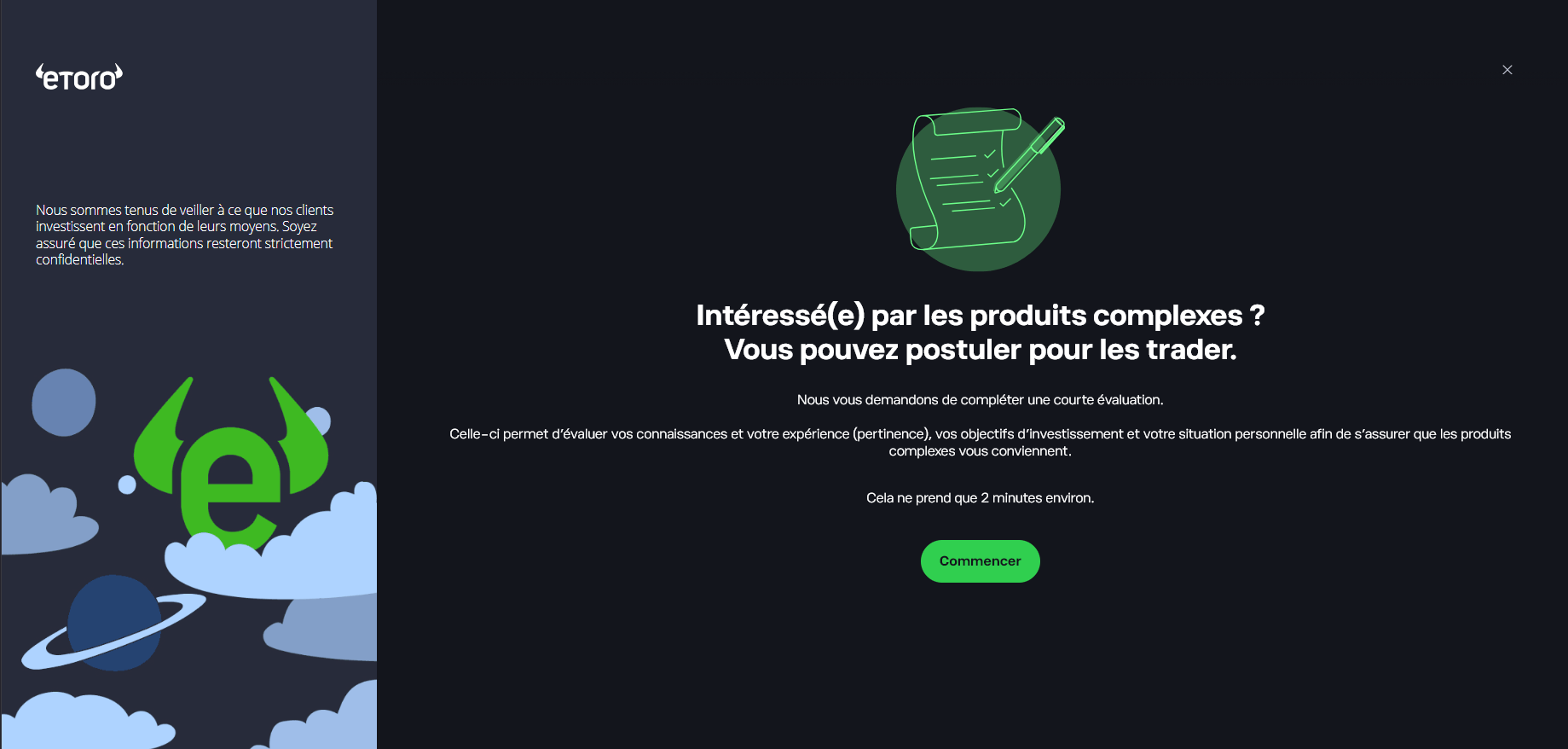 Un questionnaire précède le trading de produits complexes.
