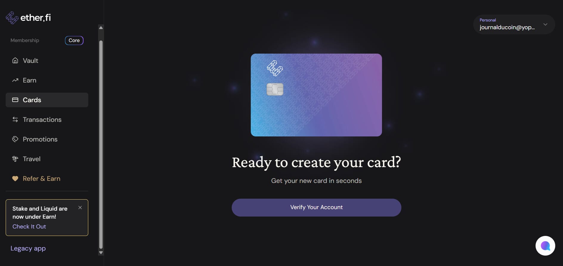 Il faut passer un rapide KYC pour avoir accès à la carte