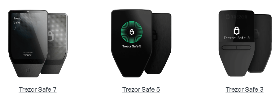 Gamme des wallets Trezor