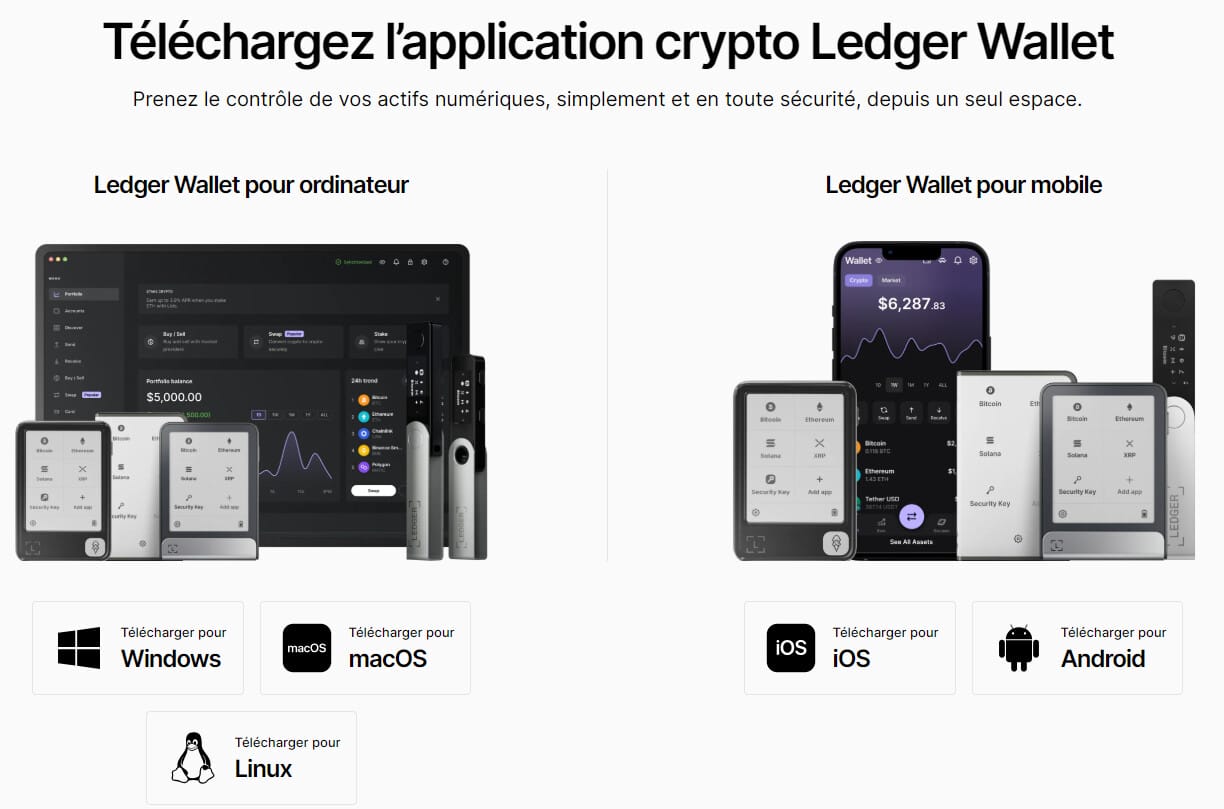 Page officielle pour télécharger l'application Ledger Live