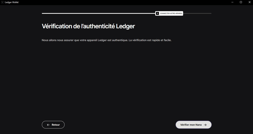 Ledger doit vérifier l'authenticité de l'appareil. 