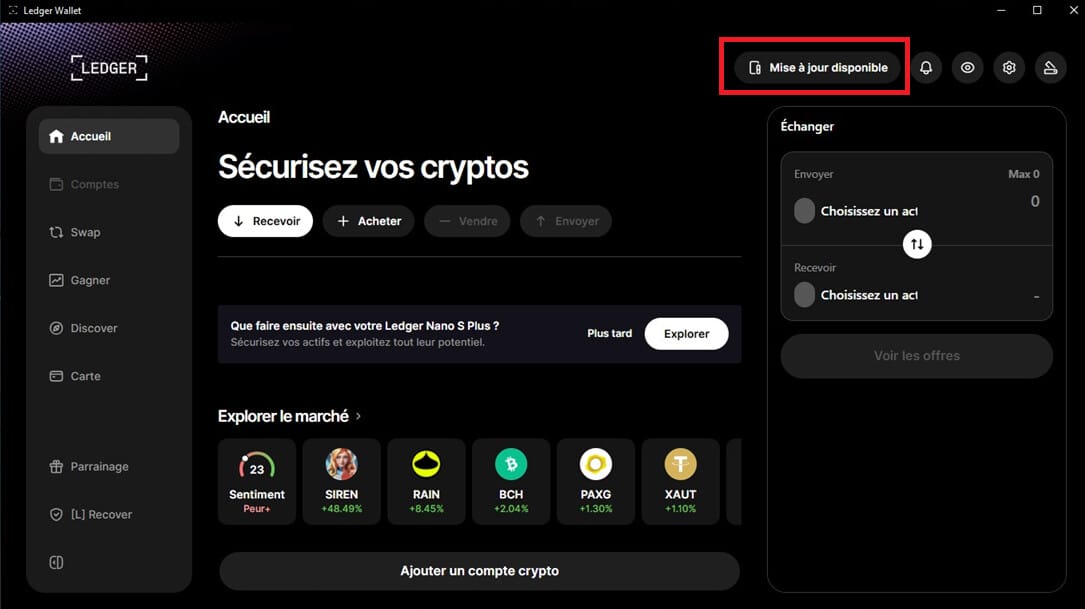 Ledger Wallet permet de mettre les signers à jour.