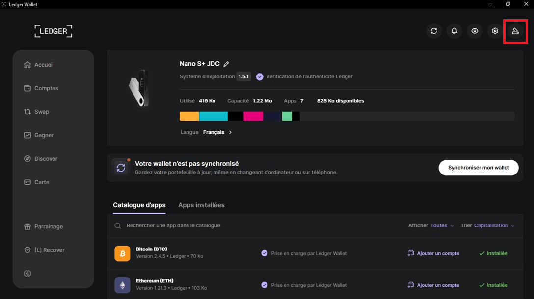 Gérer les application du signer.