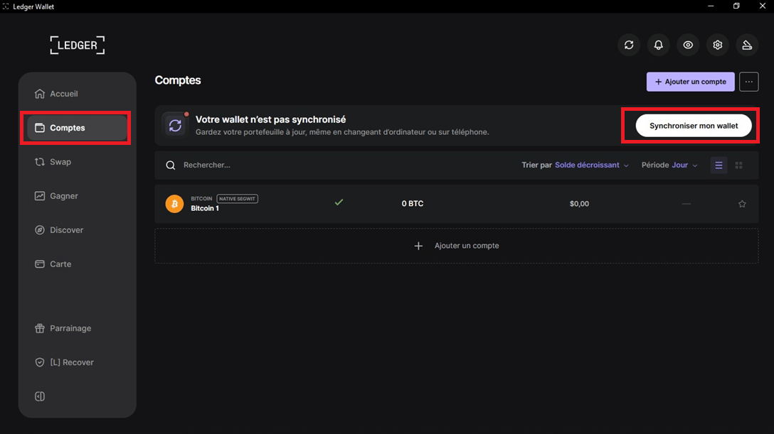 Synchroniser ses wallets.