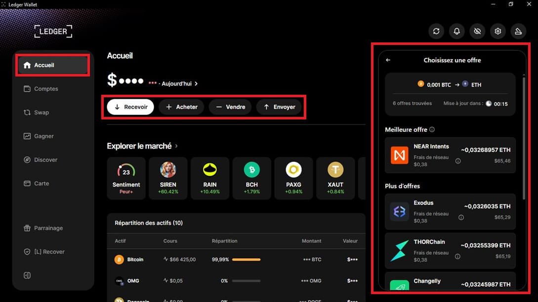 Achat vente et échange de crypto avec Ledger Wallet