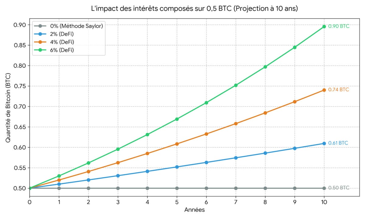 impact des intérêts composés projection à 10 ans 