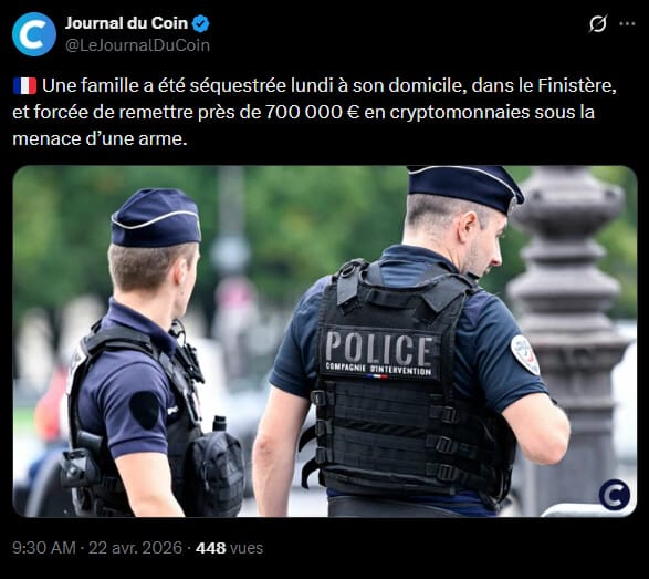 Les semaines se suivent et se ressemblent dans la crypto française avec encore de nouveaux cas d'attaques ciblées dans l'Hexagone. Au cours du mois d'avril 2026, plusieurs familles ont ainsi subi des agressions à leur domicile, visant spécifiquement l'extorsion de portefeuilles crypto. Ces opérations, manifestement planifiées et clairement violentes, illustrent une tendance de fond où les malfaiteurs privilégient le contact direct pour contourner les dispositifs de sécurité informatique et accéder aux économies numériques des victimes. Les autorités judiciaires observent une professionnalisation des modes opératoires, impliquant parfois des complicités internationales pour le blanchiment des fonds dérobés. On fait le point sur les deux affaires les plus récentes. 