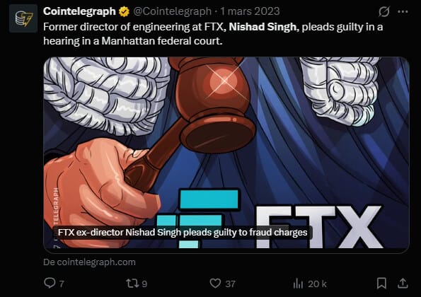 La Commodity Futures Trading Commission (CFTC) a annoncé, ce mercredi 1ᵉʳ avril 2026, la résolution définitive de son action en justice contre Nishad Singh, l'ancien directeur de l'ingénierie de la plateforme FTX. Le tribunal du district sud de New York a validé une ordonnance de consentement supplémentaire (supplemental consent order) qui impose à l'intéressé le reversement de 3,7 millions de dollars au titre de la restitution des gains illicites (disgorgement). Ce règlement intervient plus de trois ans après l'effondrement de l'entreprise et marque une étape importante dans les procédures de recouvrement et de sanctions liées à l'une des fraudes financières les plus importantes de la décennie. En échange de sa coopération active, le régulateur a accepté de ne pas réclamer de sanctions pécuniaires civiles supplémentaires, soulignant l'importance de l'aide matérielle fournie par Nishad Singh durant l'enquête.