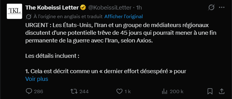 De l'Iran à Bitcoin. Suite aux déclarations du président américain Donald Trump concernant le déblocage potentiel du détroit d'Ormuz, la capitalisation globale du marché crypto a progressé de 2,5 %, atteignant 2 440 milliards de dollars. Cette hausse de 70 milliards de dollars en quelques heures reflète l'optimisme prudent des investisseurs face aux signaux mixtes émis par la Maison-Blanche. Alors que les tensions militaires avec l'Iran maintiennent une pression constante sur les cours depuis le début du conflit le 28 février, la perspective d'un accord ou d'un cessez-le-feu de 45 jours semble favoriser un retour partiel de la liquidité vers les actifs à risque.
